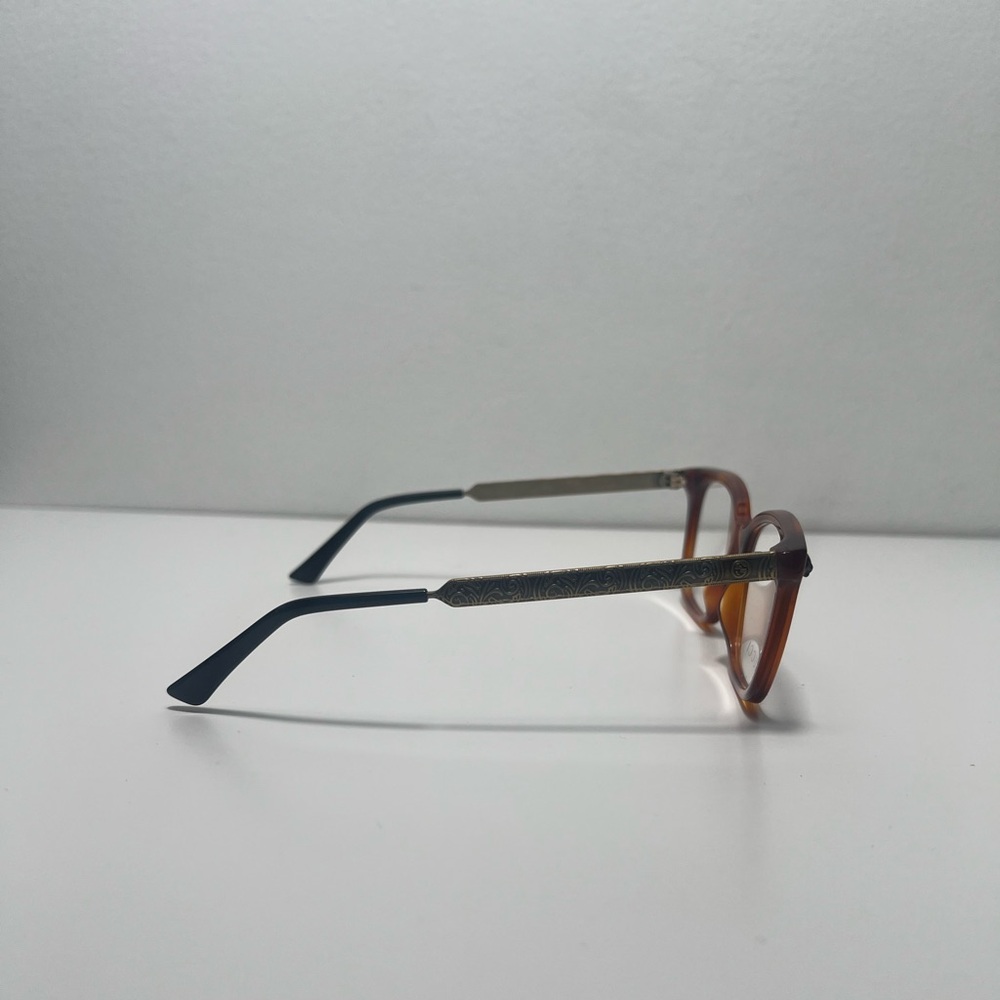 Gucci Marble Tortoise Shell Havana Print Brass Eyeglasses Eye Glasses GG0218O - Picture 7 of 13